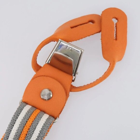 HERMES Suspenders Belt Canvas Leather 2 Set Orange Auth bs29192 main image 4